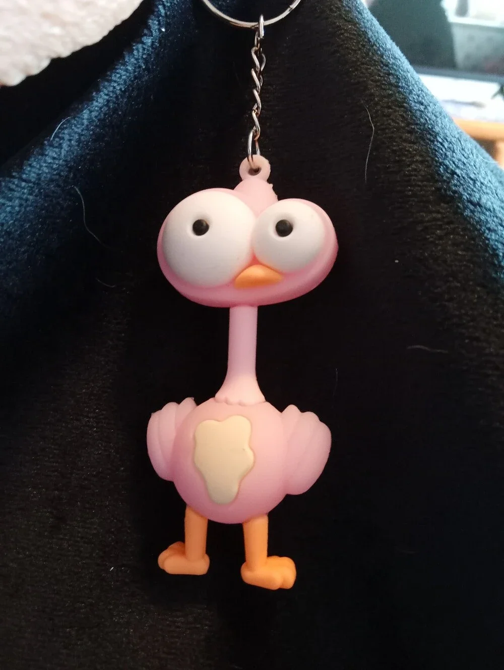 Pink Novelty Bird Keychain with Orange Beak and Feet